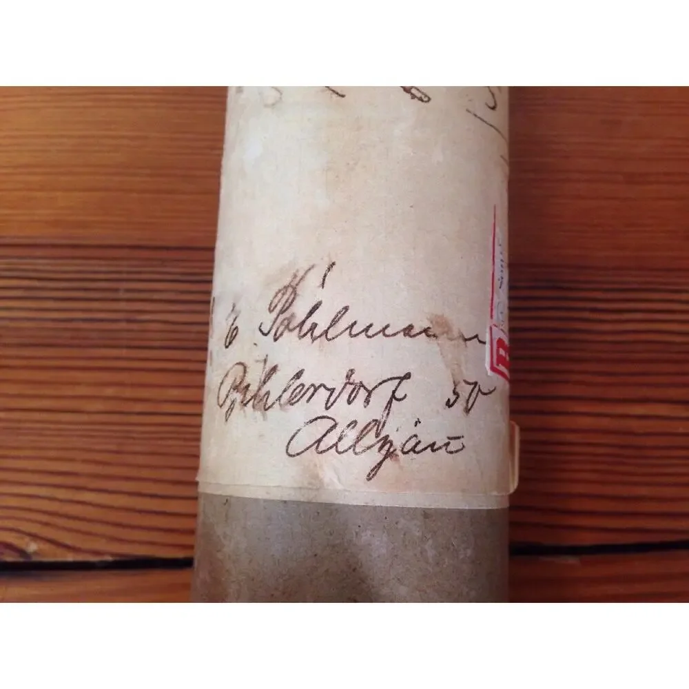 Vintage 1953 Mid Century German Germany Deutsche Post Cardboard Mailing Tube